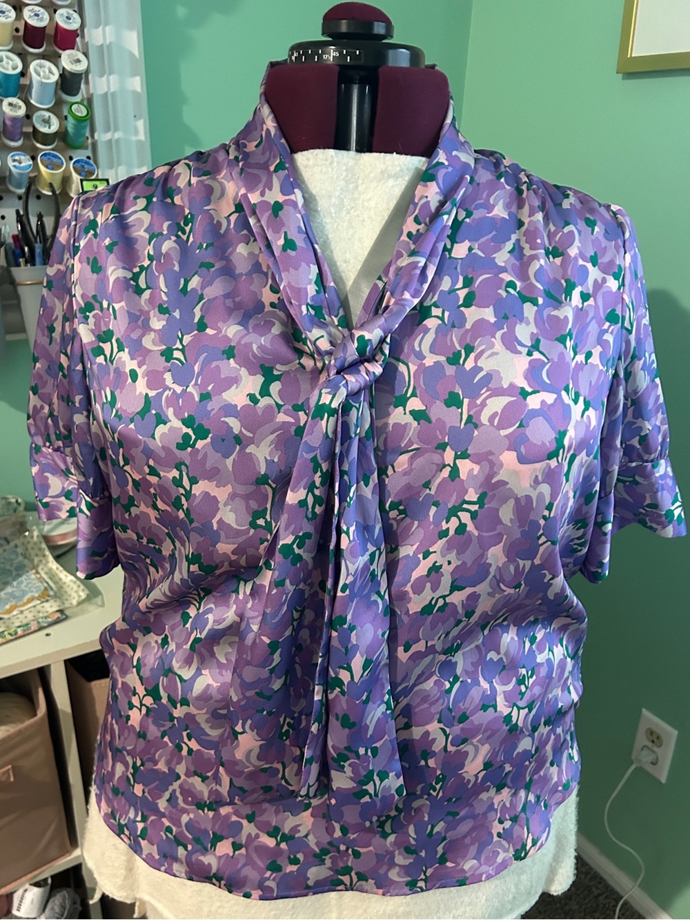 J. Crew Satin Floral Blouse